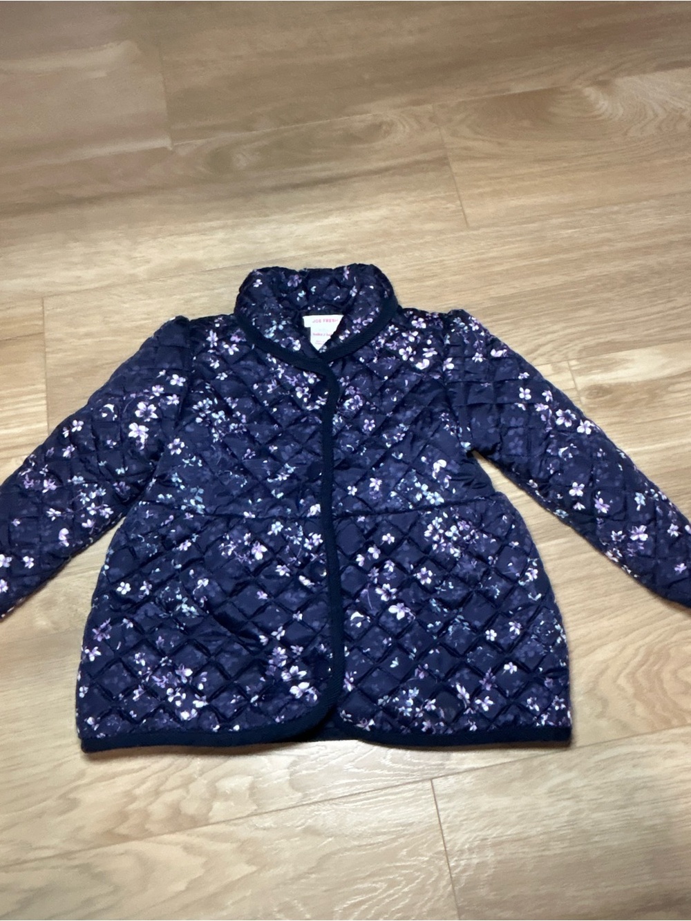 Joe Fresh Navy Quilted Floral Puffer Jacket